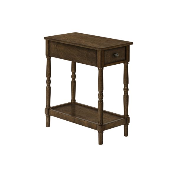 product-open-30cd7f95ac2149d993c6aae5baaca07e-goods Accent Table 2 Tier End Side Table Nightstand Bedroom Narrow Lamp Storage Drawer Brown Veneer Traditional