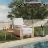 product-open-311db4429f0443fd8bfe10399d2fbb1c-goods Patio Outdoor Chaise Lounge, Acacia Wood Chaise Lounge Chair with Lumbar Pillow, Adjustable Reclining Poolside Lounge Chair with Thick Padded Cushion, White