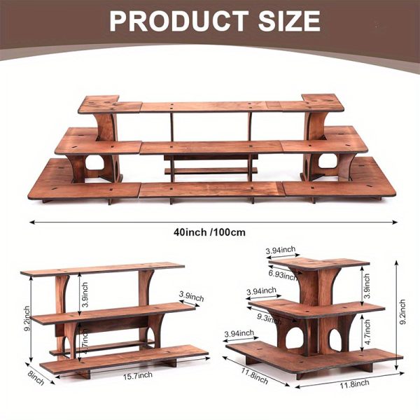 Wooden Display Step Stool 3 Tier Ladder Shelf, Portable, for Retail Countertops, Crafts Exhibition, Farmers Market, Trade Shows, Vendor Booths, Display Stand for Collectibles, Vendor Displays for Craft Shows, Wooden Display Stand