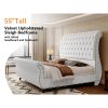 product-open-3139e812d72f4ed498e02ed57e59314f-goods Luxurious Velvet Upholstered Sleigh Bed with Elegantly Scrolled Headboard and Footboard, Featuring a Button-Tufted Base, Box Spring Not Needed