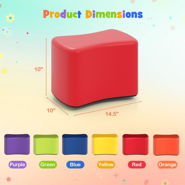 product-open-3246f03d21704de7bb8be1bb22d5be3b-goods COSTWAY 6pcs Modular Butterfly Stools Set with Soft Foam Seats & PU Cushioned Covers - Lightweight Stackable Stools, 10" Height, 5.5" Square Base, Vibrant Colors (, Green, Yellow, Red, Purple) for Home, Preschool, Daycare, Classroom - Durable