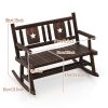 MULTIGOT 2-Person Carbonized Wood Rocking Bench with Ergonomic Seat & Arms - Rustic Log Design Heavy-Duty Outdoor Loveseat Rocker Chair, 400lb Capacity, Smooth Rocking Mechanism, All-Weather Resistant for Backyard, Porch