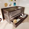 Convertible Bed with Storage Drawers, 3-In-1 Solid Wood Kids Daybed with Removable Guardrails, Compatible with Standard US Mattresses, White