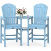product-open-33242c4e2fd84f60bba5594a3fda342b-goods 2pcs High-legged Adirondack Chair Set, All-weather High-density Polyethylene (HDPE) Bar Stool, Outdoor Chair with Double Tray and Parasol Opening, Suitable for Balconies, Poolside, Backyards, and Patios.