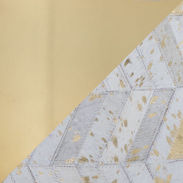 product-open-3342b0221aad487bbd7ceaadf9b05bb3-goods Leather Ottoman in Golden Metal and Ivory Leather with Golden Splatter