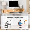 product-open-3349c996c9cb4bafa85e34dca0935ac1-goods 43' Computer Desk with Storage Shelf, Modern Writing Desk with Ergonomic Notch, Stable Steel Frame Workstation for Home Office, Study, Gaming, Quick Assembly, Supports 165 LBS