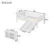 product-open-337758f1c57f41219781e4aa157d5e28-goods Twin Size Low Loft Bed for Kids with Slide, Movable Bookshelf Storage, Guardrails, Low Loft Bed Frame for Kids, White (Expect Arrival Date 2026/4/3)