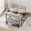 product-open-339839ba6251412984255097e572f021-goods GarveeHome Dining Table Set for 4, Small Kitchen Table and 2 Chairs for 4 with Bench, Space Saving Kitchen Table Set with Storage Rack & Drawers, Breakfast Nook Rectangular Farmhouse Table Set, Grey