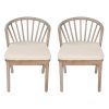 product-open-33b5085a6b73475a8c66ad598118184e-goods Outdoor Dining Chairs Set of 2, Acacia Wood Patio Chairs with Cream Washable Cushion, for Backyard, Poolside, Garden, Light White