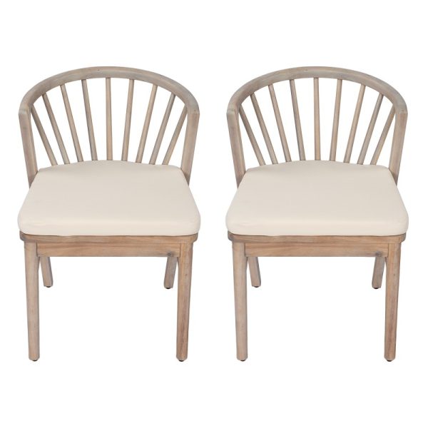 product-open-33b5085a6b73475a8c66ad598118184e-goods Outdoor Dining Chairs Set of 2, Acacia Wood Patio Chairs with Cream Washable Cushion, for Backyard, Poolside, Garden, Light White