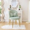 product-open-33bcfb69e7b249269aeae04be786ef48-goods Girls Vanity Chair with Backrest, Small Lounge Chair Without Wheels, Comfy Chair with Bow Cushions, Makeup Chair with Adjustable Golden Legs, Comfortable Chair for Bedroom, Living Room, Small Space