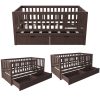 Convertible Bed with Storage Drawers, 3-In-1 Solid Wood Kids Daybed with Removable Guardrails, Compatible with Standard US Mattresses, White