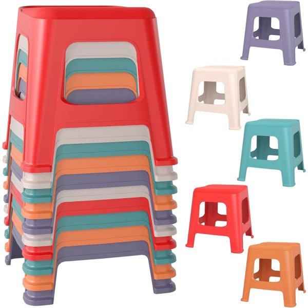 product-open-35f7734c73b046048ca22c165a96ae8c-goods 5/10 Pack Stackable Classroom Stools, 18.8" Height Colorful Nesting Plastic Stool, Portable Backless Chairs Flexible Seating for Classroom, School, Office, Home