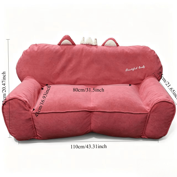 product-open-3600a6c03930413c8b4d33a8b2555bb3-goods-1 1pc Cute Creamy Style Double Lazy Bean Bag Sofa Cover Balcony Living Room Game Figure Room Decoration, Reading Corner Decoration Double Lazy Sofa Cover