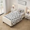 product-open-361da09a71da4c90975dd6752bd63565-goods Twin Size Bed Frame with 49. 21"High Back Upholstered Headboard and 27. 17" High Footboard, Teddy Velvet, 12 Slat Support, Solid Wood Feet, No Box Spring Needed White