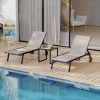 3pcs Outdoor Patio Bistro Set | Adjustable Backrests, Wheels For Easy Mobility, Includes Side Table, Perfect For Poolside, Garden, Deck, Beach - Brown, Metal Frame, All-Weather Rattan Wicker Furniture Set, Compact Space Bar Height