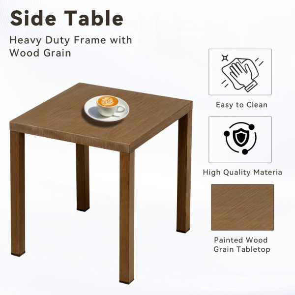 product-open-3660a3dd2671426cb421ffb3f3cf6fef-goods Outdoor Steel Side Table, 22X20X20 Inch Small Patio Table Square End Table for Pool Balcony Deck Porch Lawn Backyard, Brown