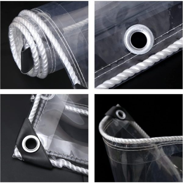 product-open-367ae7fde6d747949159ee34e3c19276-goods 39.37*78.74inch Heavy Duty Waterproof Transparent Clear PVC Tarpaulin | Foldable Thicken Soft Glass Balcony Rain Curtain for Outdoor Greenhouse Plant Tarp to Cover Sun and Rain