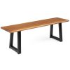 product-open-36ad0f47c3bb47539f8fbccf8e8d33d2-goods Outdoor Bench Measuring 63 Inches by 58 Inches, Featuring Metal Legs And a Rustic Wooden Design, Suitable for Both Indoor And Outdoor Dining on Porches Or Patios