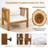 product-open-36e6783387814c06a73b50154fd1b45b-goods Outdoor Acacia Wood Club Chair with Modern Square Arms, Patio Chair with Thick Cushion, Adjustable Leveling Feet for Poolside, Backyard And Deck, Beige Cushion