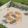 [Acacia Wood Benches] 4 Packs Outdoor Curved Bench, Acacia Wood Fire Pit Benches With Slatted Seats, Tree Benches Wrap Around For Patio, Garden And Backyard, 400 Lbs Weight Capacity Each