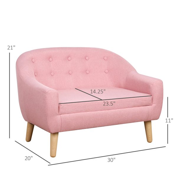 Qaba 2-Seat Kids Sofa, Toddler Sofa Couch, Sofa Chair for Ages 3-7, Pink