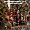 Solid Wood Liquor Bottle Display Shelf, Coffee Syrup Rack Organizer, 3 Step Countertop Liquor Wine Rack, Bar, Liquor Cabinet, Home Bar Shelf Stand for Liquor Whiskey, Spirits, Spice Rack