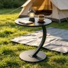 [Outdoor Patio Table] 2-Tier Outdoor Patio Side Table, C-Shaped Weather Resistant Faux Marble End Table with Sturdy Metal Frame, Perfect for Garden, Backyard, Balcony, Poolside, Small Spaces, Indoor & Outdoor Use