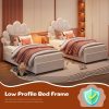product-open-39899a6cd7cd45d19ed6966a9bf968bb-goods Twin Size Bed Frame Suitable for Kids Girls Boys - Upholstered Princess Platform Bed with Headboard & 2 Storage Drawers, Solid Wood Slat Support, No Box Spring Needed, Easy Assembly, Modern Minimalist Furniture for Boys and Girls