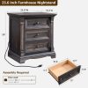 product-open-3a40425355b5470e9469245018176883-goods 24" Wide 3-Drawer Storage Cabinet, 26" Tall Farmhouse 3-Drawer Side Table, Solid Wood Roman Column Style End Table, Universal Corner Table for Bedroom, Living Room And Hallway, Sofa & Console Tables Sofa & Console Tables Accent Furniture