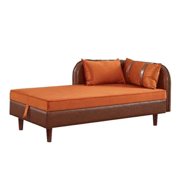 product-open-3adecf14ed9643dc95efef322a8f8be8-goods 65-Inch Storage Chaise Lounge Sofa in Brown PU And Orange Velvet