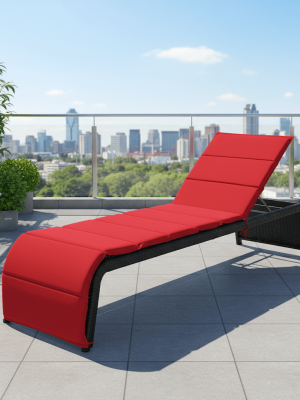 Outdoor PE Rattan Chaise Lounge Chair with 5-Position Adjustable Backrest & Recliner - Heavy-Duty Wicker Patio Furniture, Wide Cushion (Easy Assembly/Care) for Poolside, Garden, Balcony, Deck - for all-Weather PE Wicker