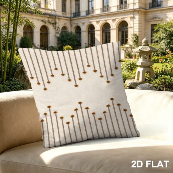 product-open-3b658a3906f940a1b692d0b807eae970-goods 18x18 Inches Outdoor Patio Throw Pillow Cover, Delicate Vertical Striped Small Brown Motif Decorative Pillow Case, Great Spring Season Accent for Gardening, Perfect Housewarming & Holiday Gift for Family & Friend