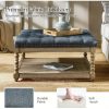 product-open-3bb7965d54f84cca9cc459e0fbfab7d2-goods Rectangular Upholstered Coffee Table Ottoman Featuring Spindle Wooden Legs, Tufted Design, And a Solid Wood Storage Shelf for The Living Room