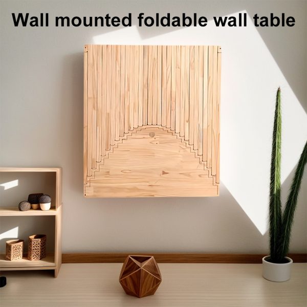 product-open-3bc4e0005ad0446196fdd63ee25f0fb9-goods Space Saving Wall Mounted Folding Table - Foldable Desk with Natural -Like End, No Assembly Needed, Compact Minimalist Design for Home Office, Kitchen, Living Room - Workspace Furniture, Office Furniture, Contemporary Furniture, Sturdy Build