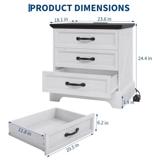 product-open-3c4bf65dd54c431abeccab7b6910022d-goods Large 24-inch Modern Farmhouse Nightstand with 3 Drawers - Rustic Bedside Table Suitable for Bedroom & Living Room, Space-Saving End Table with Ample Storage,, Assembly, Multicolor for Small Spaces (Assembly)