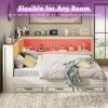 product-open-3d828be8f8df41efba83c3ed9b41c66d-goods PAPAJET Storage Corner Bed Frame with Bookcase Headboard LED Lights Charging Station and Drawers Farmhouse Platform Bed for Bedroom