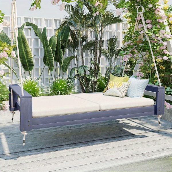 product-open-3d9035b5ba574a50bb7679638311b18d-goods Garden seating. Swing chair. Double-sized porch swing bed seating set with hemp rope swing frame, suitable for gardens and backyards. Minimalist rustic style, ideal for courtyards and gardens. Mattress sold separately.