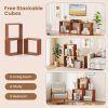 product-open-3de5bdd2ad624639a73e6126b93e2ce9-goods LIFEZEAL 3-Tier Solid Wood Stackable Storage Cubes - Freestanding Open Bookcase Shelves with Natural Teak Finish, Heavy-Duty Interlocking Design for Living Room, Bedroom, Home Office - Space-Saving Organizer, Easy Assembly, Modern Farmhouse Style, Sturdy Hardwood Construction, Multi-Purpose Furniture (Compatible with Vinyl Record Display) - Ideal for Small Spaces, Natural Wood Grain