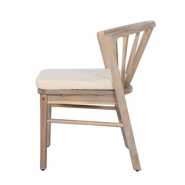 product-open-3e2418442e3d498fb788698f09765316-goods Outdoor Dining Chairs Set of 2, Acacia Wood Patio Chairs with Cream Washable Cushion, for Backyard, Poolside, Garden, Light White