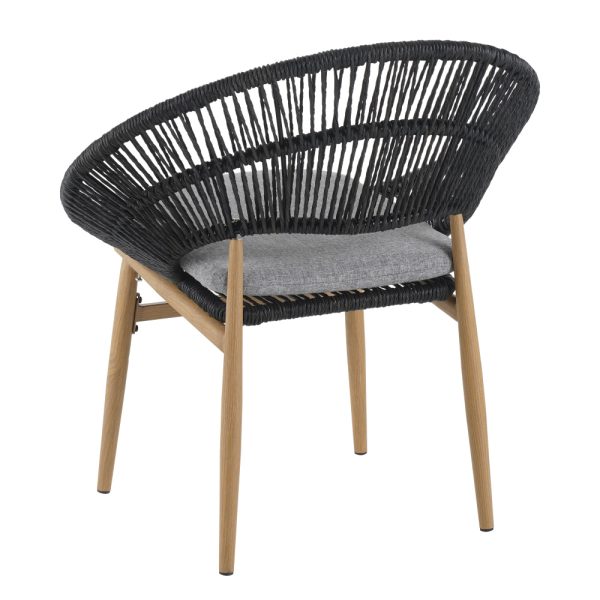[Outdoor Wicker Papasan] Set of 2 Cyril Outdoor Wicker Papasan Chair With Teak Legs & Dark Gray Faux Rattan Frame - -Weather Suitable for,, Poolside Furniture - Cushioned Seating, Low-Maintenance Wipeable for /Outdoor Use
