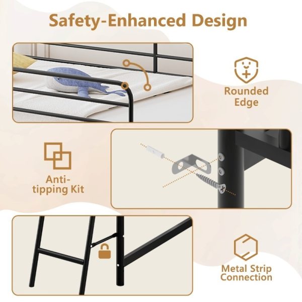 product-open-3f540ac3f26e4d0fb3e189c354c05426-goods Loft Bed for Kids | Heavy-duty Iron Frame, 350LBS Weight Capacity, Space Saving Design for Small Rooms & Low Ceilings, Movable Ladder, - JOYMOR