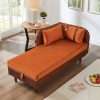 product-open-3fdc9003066d4d45a6e93e2b21338602-goods 65-Inch Storage Chaise Lounge Sofa in Brown PU And Orange Velvet