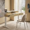 product-open-41372abead044bc486eaa93a9caefcbf-goods Electric Standing Desk with Drawers | 48 Inches Height Adjustable, Monitor Shelf, Whole-Piece Board, 4 Memory Height Settings, Classic Wood Color, PERLECARE