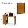 product-open-416f5ac40f3e49b5be5d52ab8d193a62-goods Bamboo Folding Desk for Small Spaces with Storage, Foldable Mid Century Modern Drop Leaf Desk, Vintage Fold Out Hideaway Small Desks for Bedroom Or Home Office