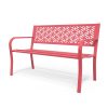 product-open-41723673e64d492bb8aef278189d6c7a-goods 50" Outdoor Bench Metal with Floral Back, Garden Bench Front Porch Bench for Yard Patio Entryway Park Outside, 800lb Capacity