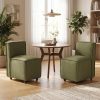 product-open-4195da7e118744c9abab77d87be78bd4-goods Set of 2 Modern Dining Chairs with Casters Armless Rolling Dining Chairs with Rollers for Kitchen and Dining Room, Removable Cover, Minimalist Style, Specific Style