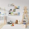 product-open-41caa90d5a6c4289ae4c34a4c94eb9c3-goods 5pcs White Nursery Bookshelves Set - DIY Floating Shelves with 5-Tier Storage (32in, 2x16.5in, 2x10in) - Wall-Mounted Kids Room Shelving Suitable for Nursery, Room, Kids' Room - Easy Assembly, Space-Saving Bookcase
