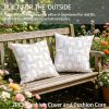 Outdoor Pillows 2pcs Set with Insert Hand-Drawn Beige Abstract Link Pattern Decorative Outdoor Cushion, 17.72inch Square Throw Pillow for Patio, Garden, Sofa, Bed, Breathable Fabric Cover with Hidden Zipper, Weather-Resistant