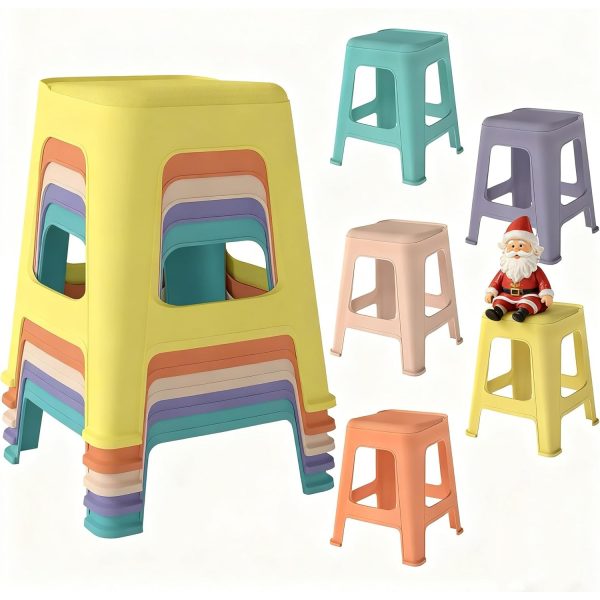product-open-4284996ab738481eb5c24224e6a7f726-goods 5/10 Pack Stackable Classroom Stools, 18.8" Height Colorful Nesting Plastic Stool, Portable Backless Chairs Flexible Seating for Classroom, School, Office, Home